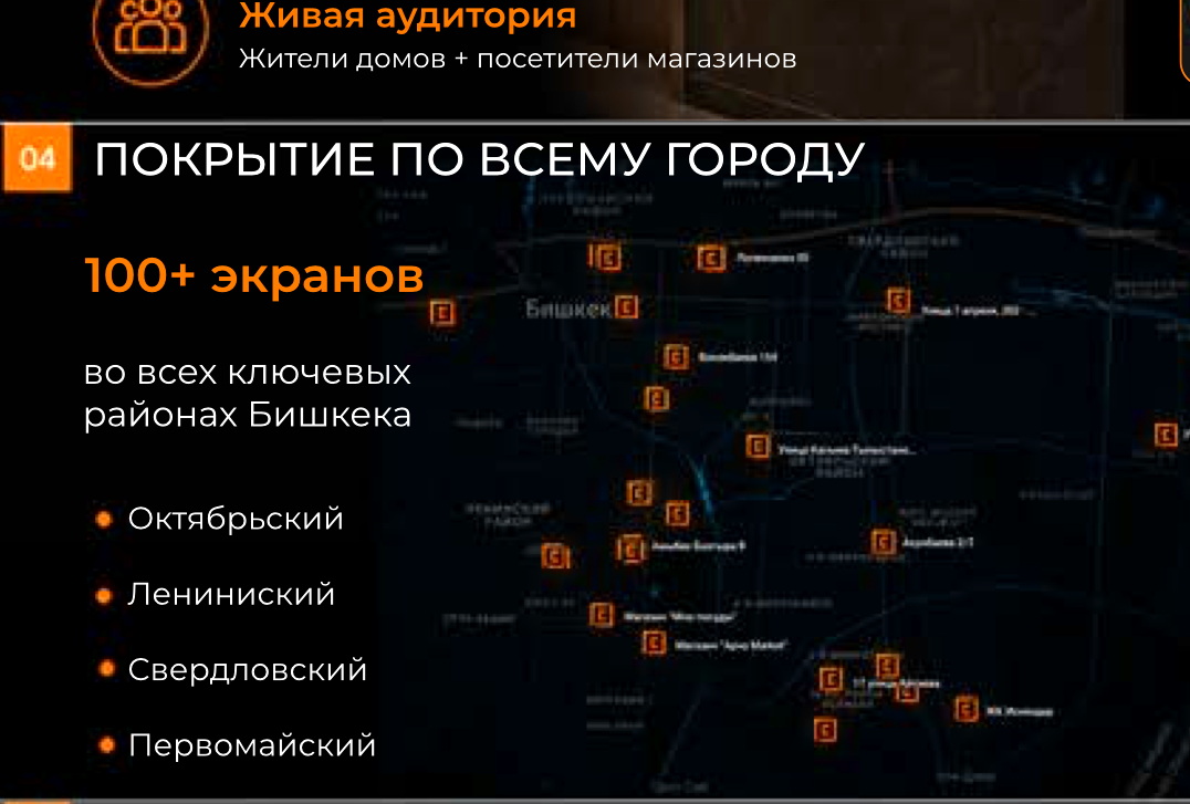 CityFrame placement map in Bishkek